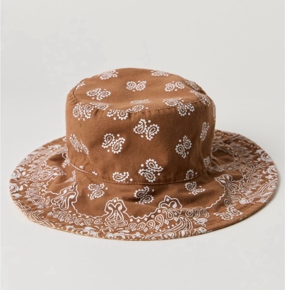 Free People Accessories - Free People Bucket Hat Chocolate Bandana